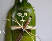 Root Slumped Wine Bottle with beaded cheese spreader
