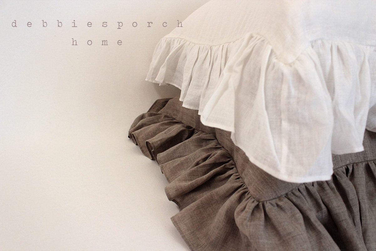 IVY...EURO SHAM with sheer linen hemmed ruffle