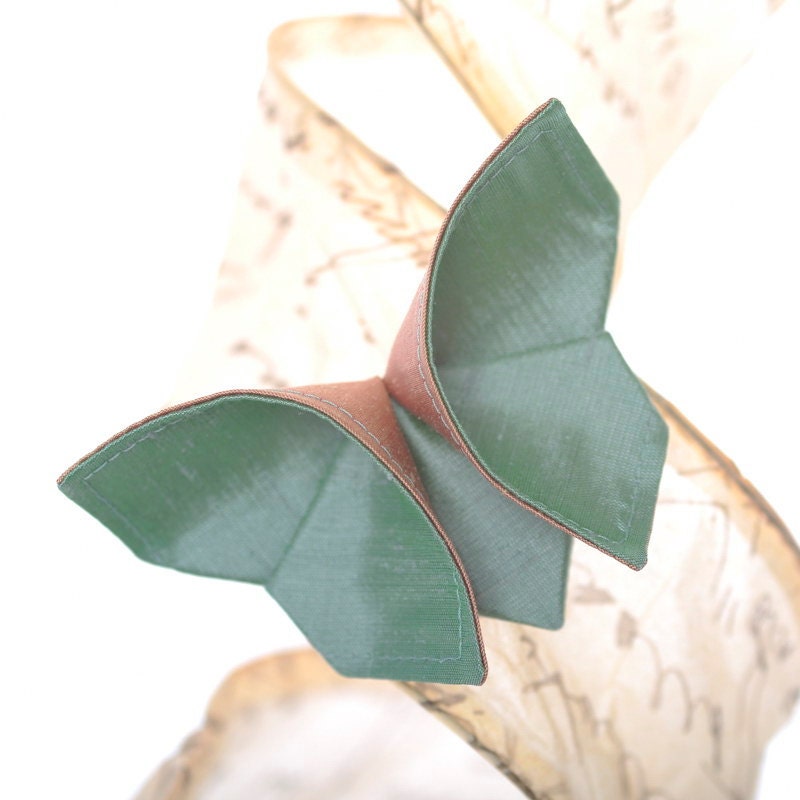 Butterfly Brooch Pin Silk Spring Origami Strawberry Champagne and Sea Foam Green Silks 100 silk COLORS pastel LARGE SIZE