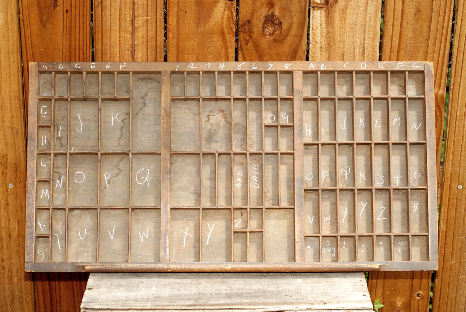 Vintage Antique Letterpress Type Drawer - Typeset Printer Tray Shadow Box Collectable Jewelry Display Wall Storage Box