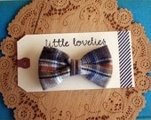 Plaid fabric bow hair clip