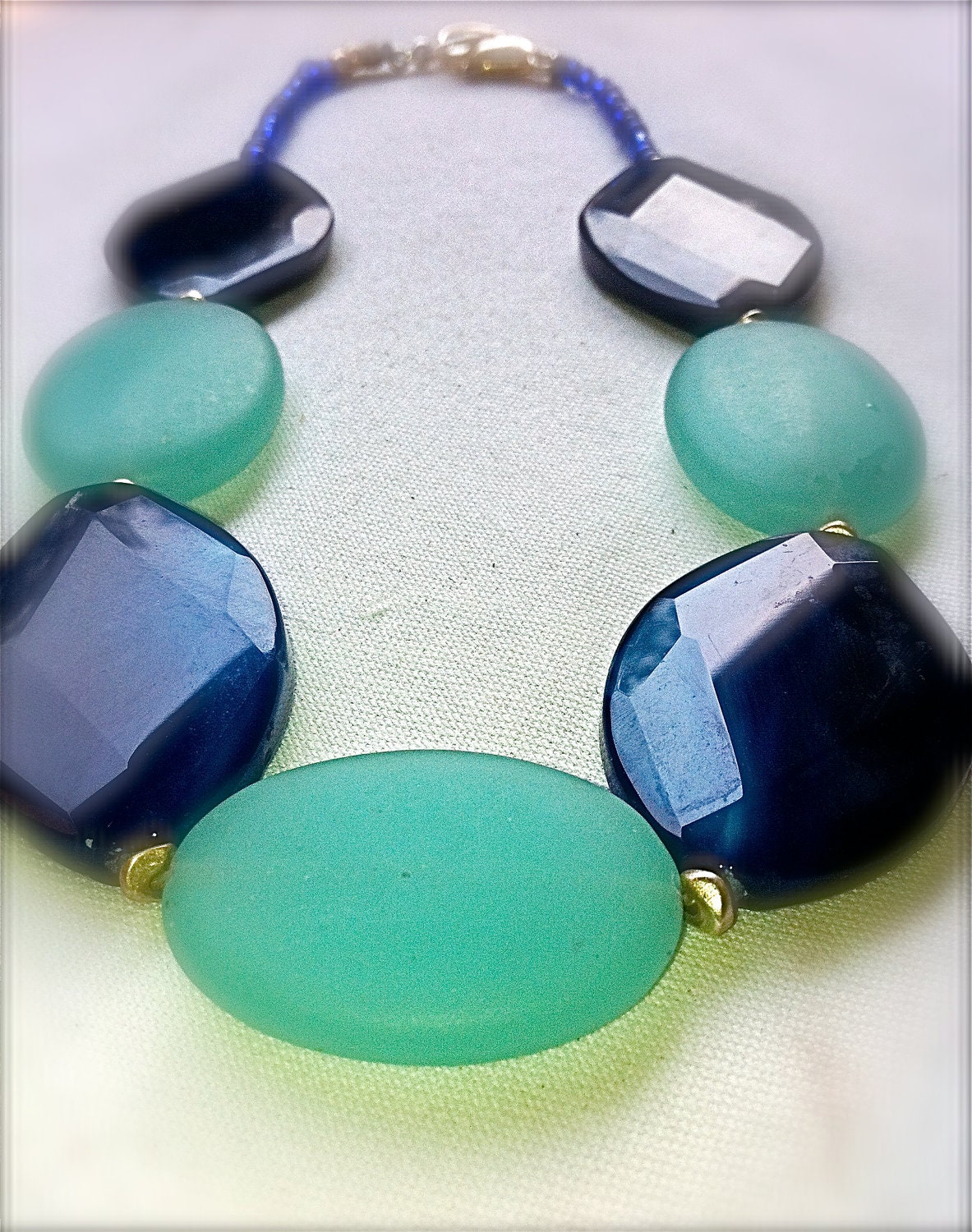 chunky blue statement necklace