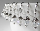 Clear Crystal Bridesmaid Earrings Faceted Crystal Drops Beaded Bridal Jewelry Antiqued Style Crystal Dangles in Silver Bridal Party Earrings