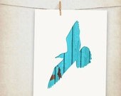 sea gull weathered beach wood collage silhouette bird - 10x8" print
