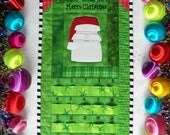 Advent Calendar - Quilted Santa Claus in Bright Green and Holiday Red - Countdown to Christmas