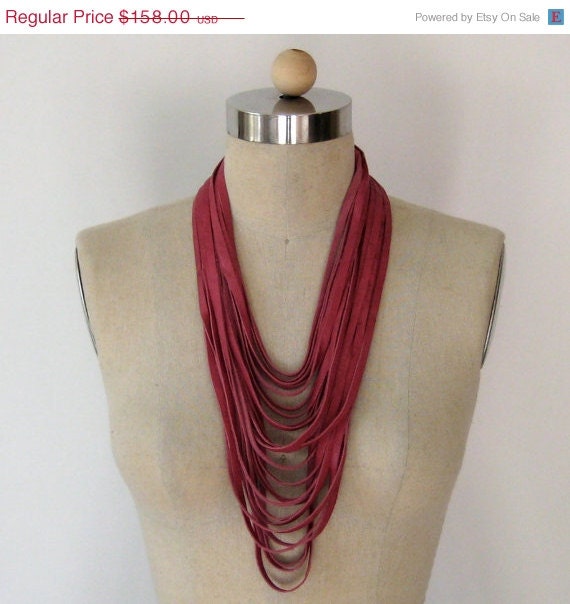 SALE Magenta Pink Leather Uni Loop Necklace