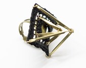 Lace ring - Giza - Black with brass
