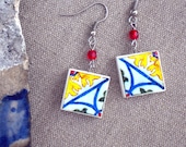 AntiqueTile Replica Earrings from OVAR Portugal (see photo of actual Facade)  WATERPROOF