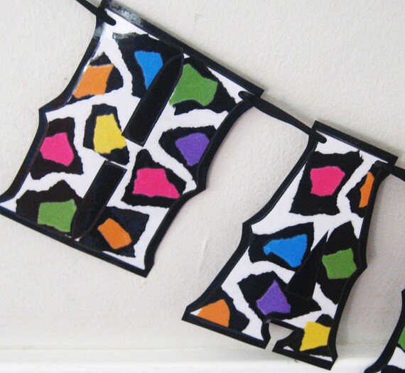 Cheetah Leopard Print HaPPY BiRTHDAY Banner - Spunky Rainbow Colors Il_570xn