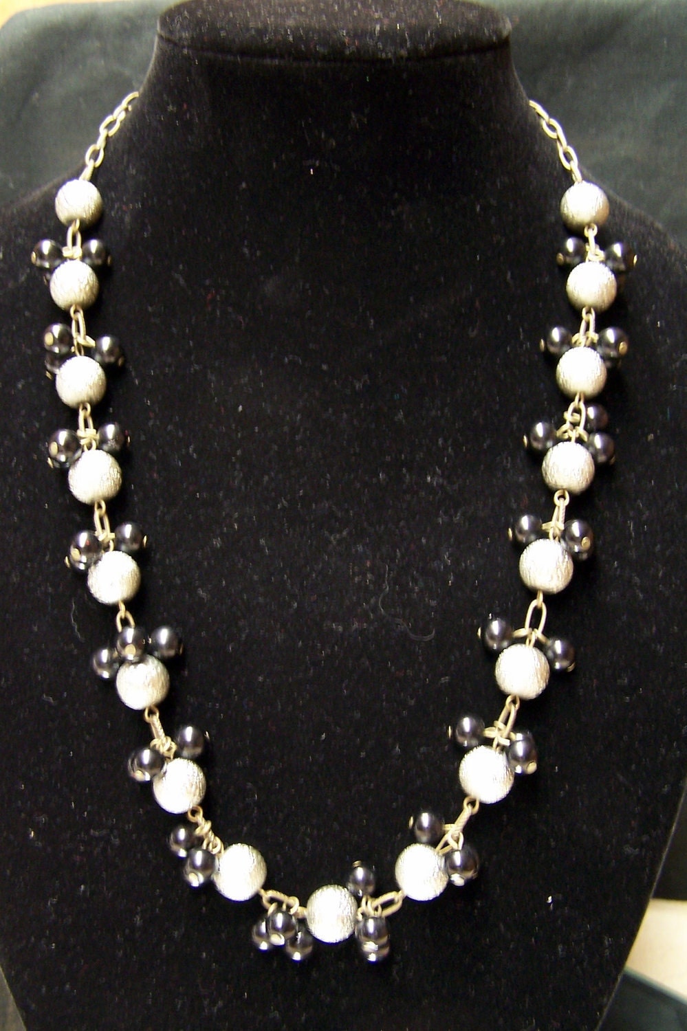 CLEARANCE - Grey and Black Pearl Cluster Necklace