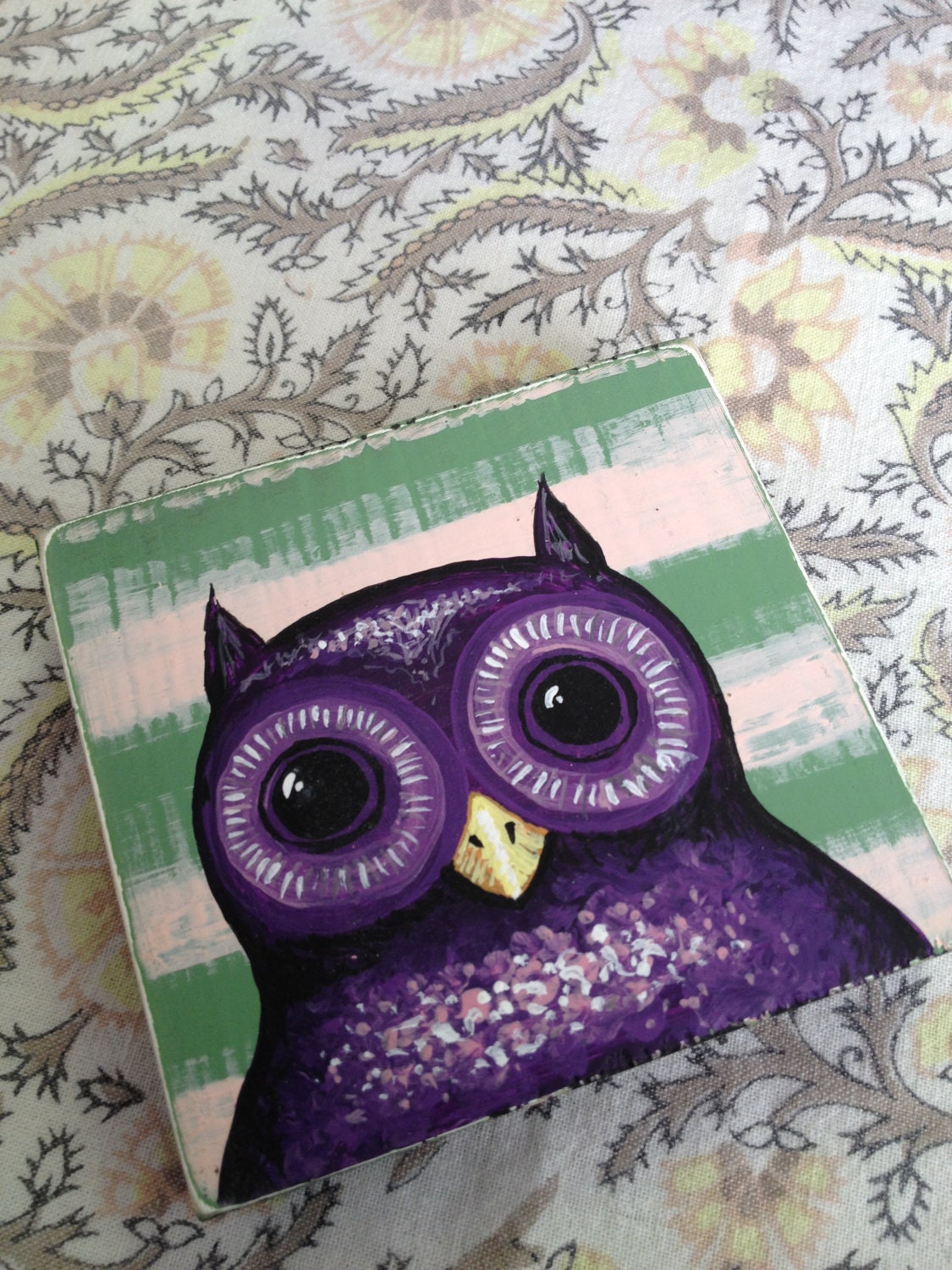 Little owl painting on wood