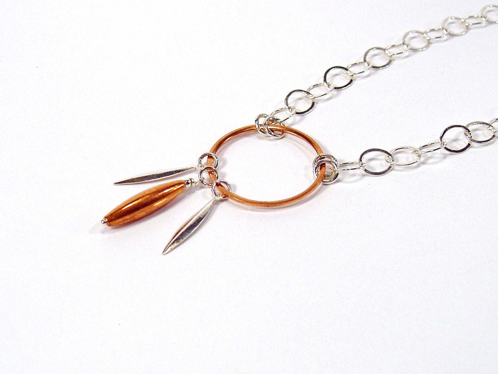 Mixed Metal Necklace, Copper and Silver, Gypsy Necklace, Artisan Jewellery