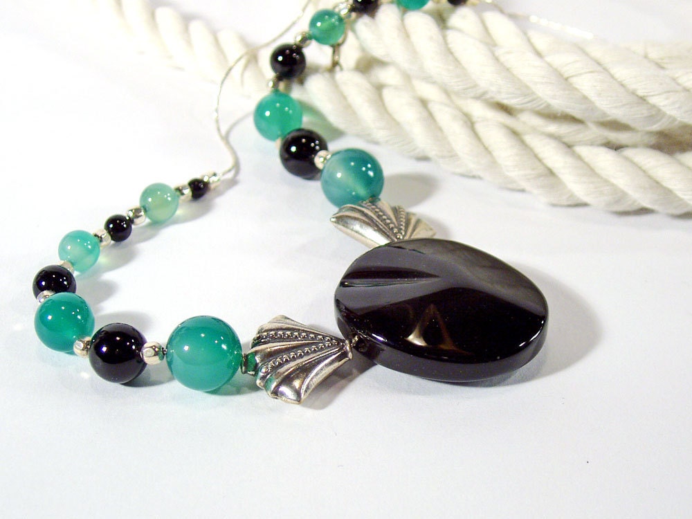 Statement Necklace, Rainbow Obsidian, Secret Heart, Sterling Silver