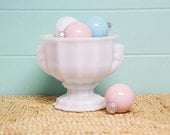 SALE - Winter Wedding Centerpiece - Vintage Milk Glass Pedestal Bowl by speckleddog on Etsy - black friday etsy - cyber monday etsy