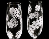 Winter Wedding Champagne Flutes, Crystal Wedding Flutes, Snowflake Wedding