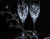 NEW Cherry Blossom Champagne Flutes, DC wedding Champagne Glasses, Spring Wedding Decor