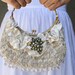 Up-cycled ivory Beaded Vintage Purse, wedding clutch