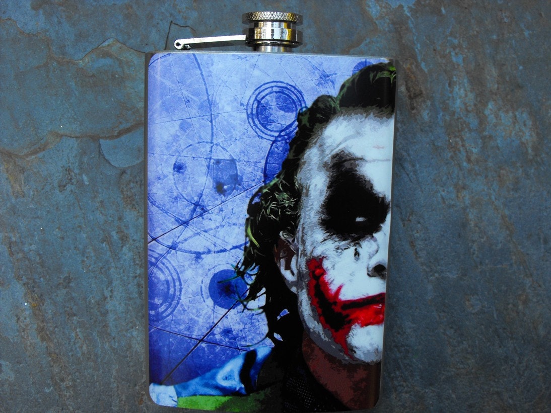 FN332 - Joker Decorated Stainless Steel Flask 8oz