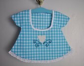 French Blue Gingham Peg Bag. Wardrobe Tidy or Bathroom Accessory with Handmade Wooden Hanger
