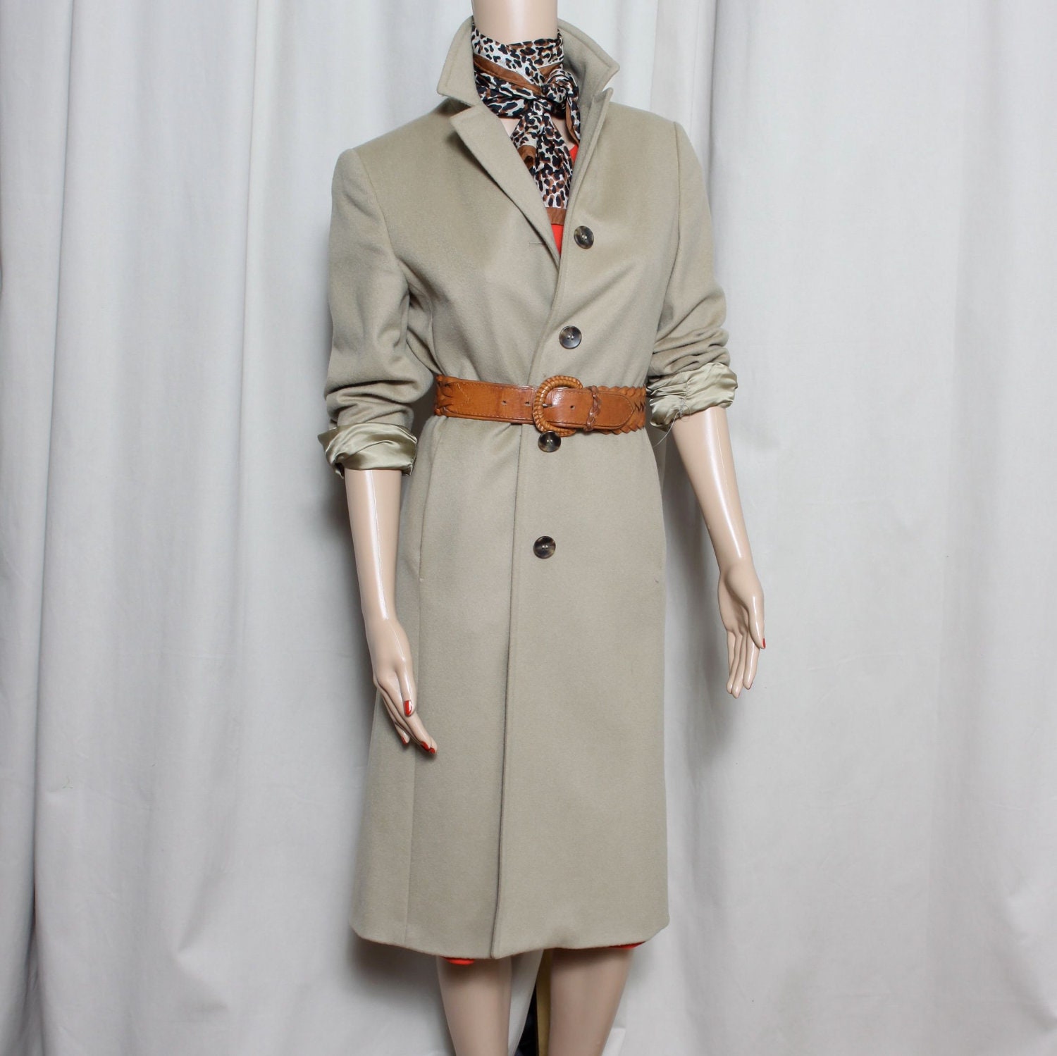 SALE vintage benetton camel italian wool 3/4 length classic car coat