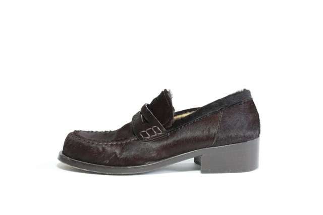 Vtg 90's Barneys Pony Hair Loafers 7