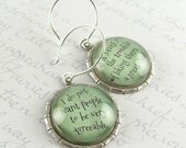Jane Austen Literary Earrings - Book Lover Gift - Witty Quote