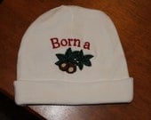 Born a Buckeye Baby Hat- Embroidered baby hat