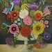 Still life painting "Forget Me Not" by catherine nolin 16x12 canvas