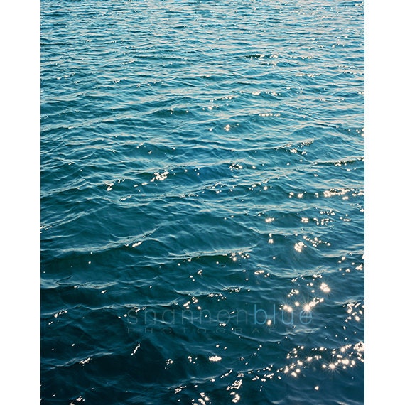 zen blue ocean waves nature photograph / serene, sea, water, minimalist, simple, nautical  / stars on the water / 8x10 fine art photo