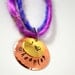 I Heart Sheepies Pendant on an art yarn necklace
