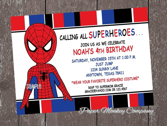 Spiderman Superhero Birthday Invitations Il_570xn