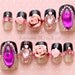 Japanese nail art, elegant gothic lolita, 3D nails, egl, deco nails, bling, black french, french tips, rose, flower, gyaru, hime