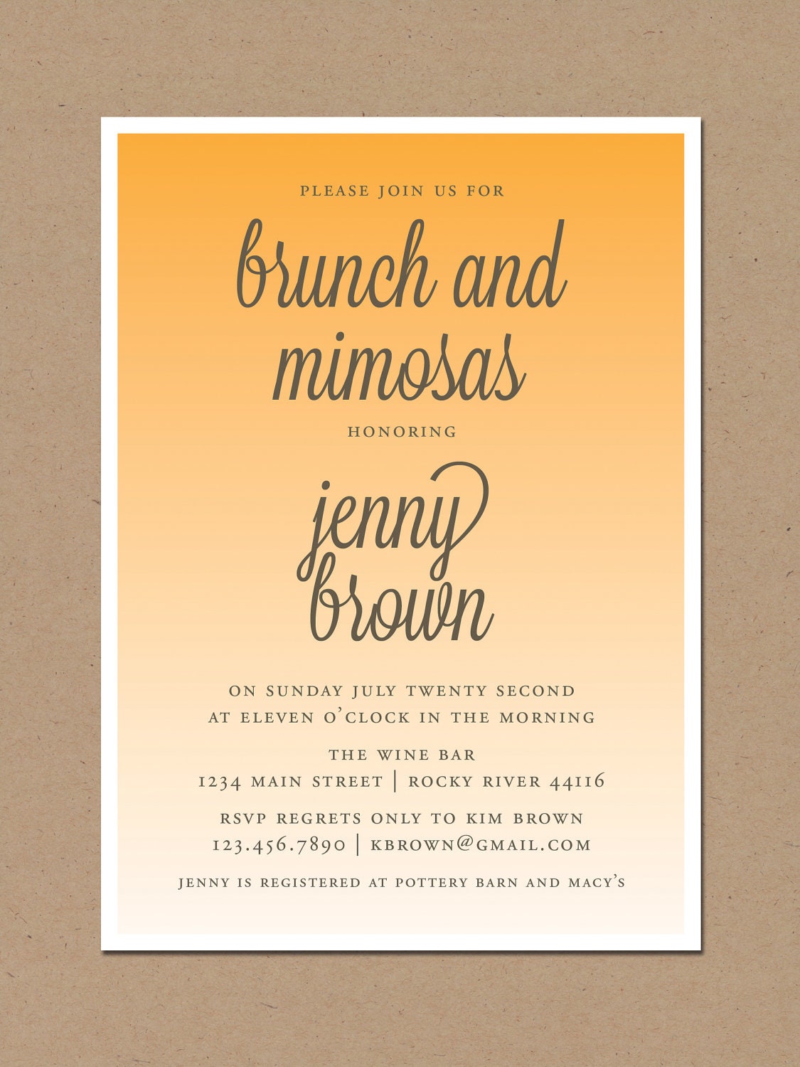 mimosa wedding shower invitation