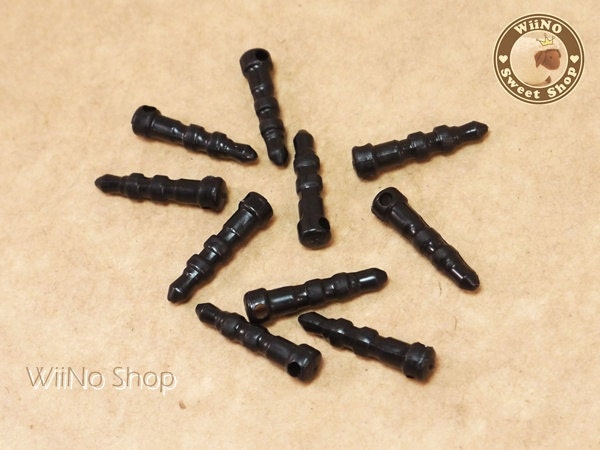 Black Earphone Jack Dust Plug with Hole for Cabochon/ Phone Strap Charm - 10 pcs