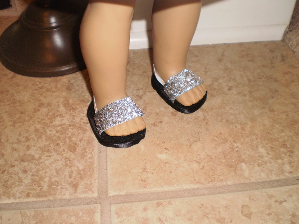 Silver shoes fit 18" American girl doll and Bitty Baby doll