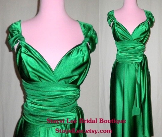Green Bridesmaids Convertible Dress...Holidays, Weddings, Cocktail Party, Special Occasion
