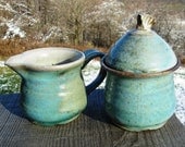 Turquoise Sky Wood-Fired Creamer and Sugar Set