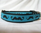Blue/Black Mustache Dog Collar (Small/Medium)