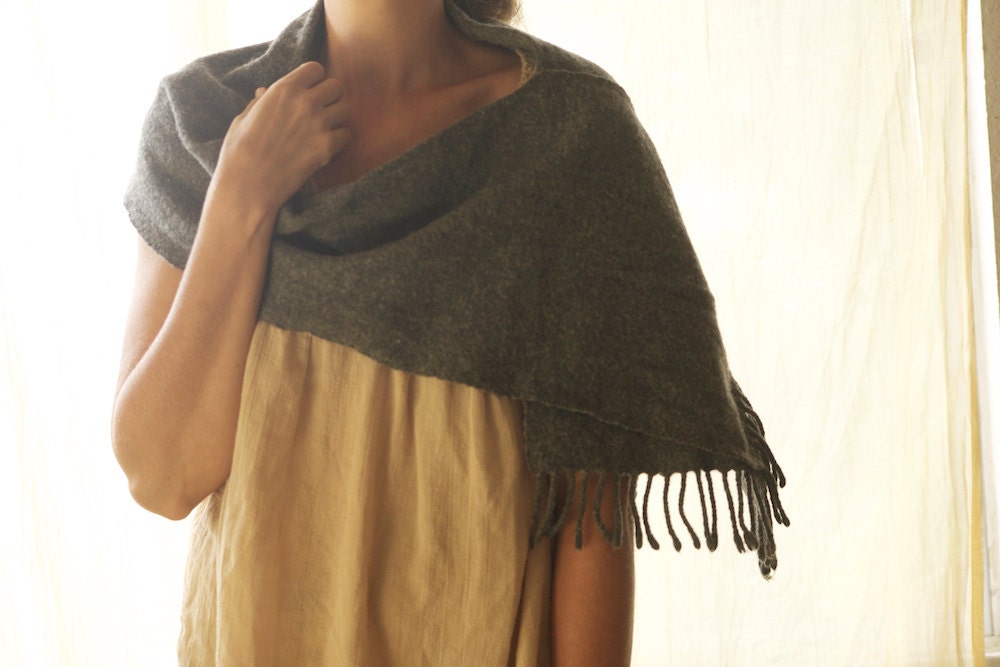 gray wool shawl, pancho