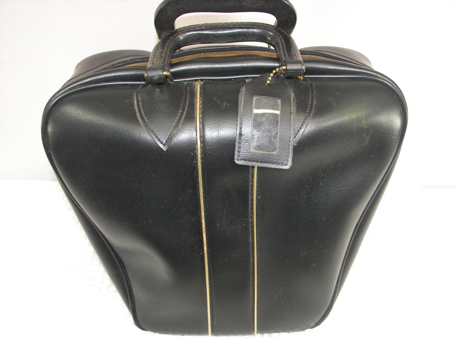 Vintage Bowling Bag Black With Gold Piping