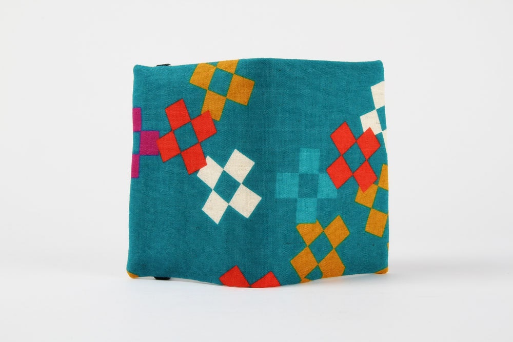 Card holder - Retro squares on teal