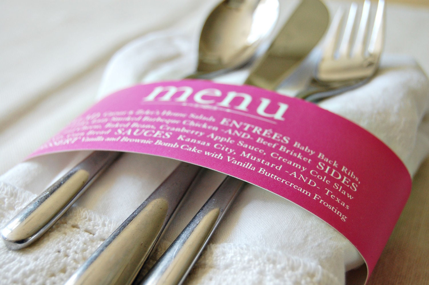 Custom Colored Menu Napkin Wrap