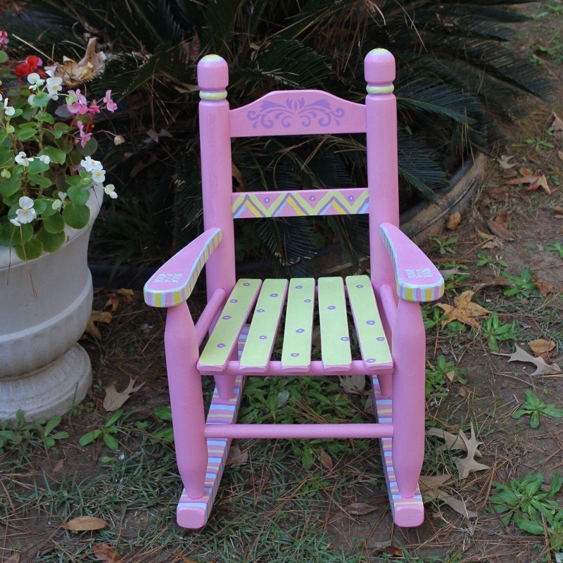 Hand Painted Rocking Chair Pastel Pink for Child