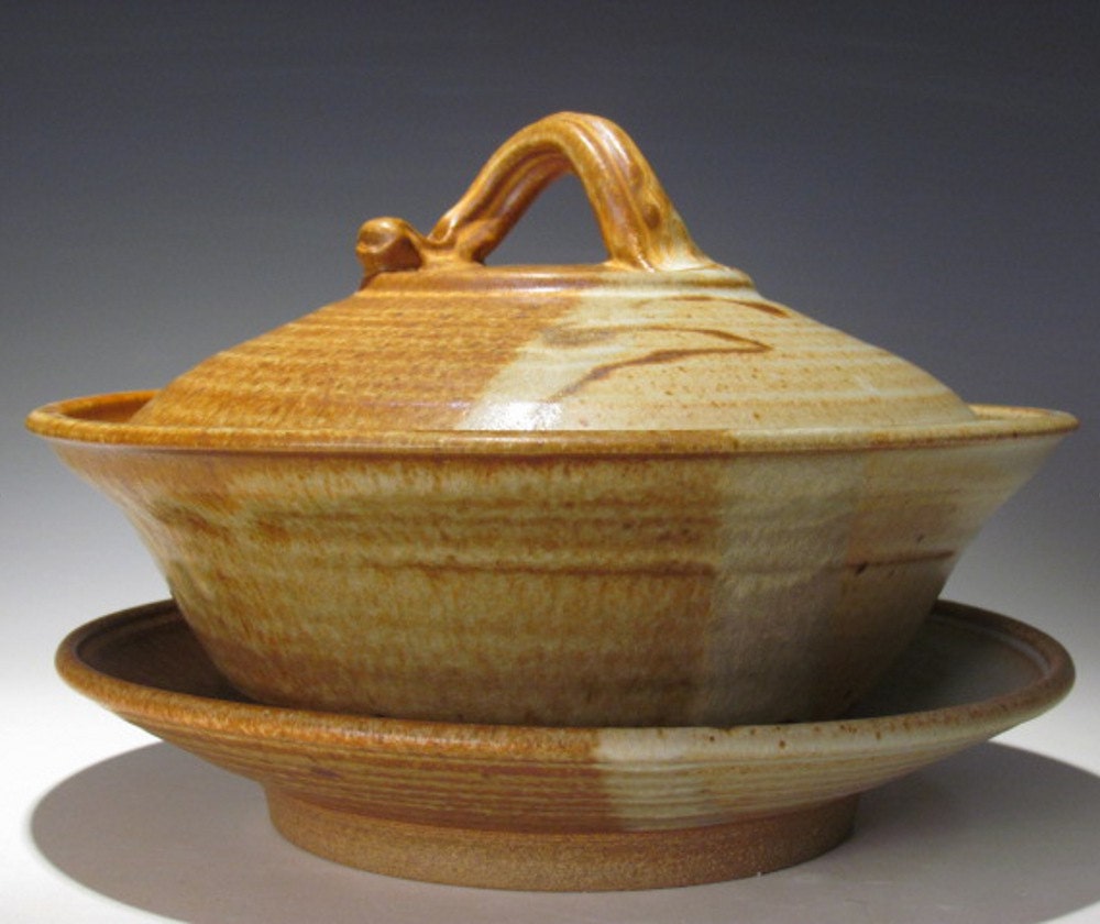 Handmade Pottery berry colander and steamer in Latte