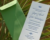 Letterpress Wedding Rehearsal Dinner Invitation DEPOSIT Heart Navy Green