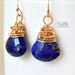 Sale Royal Blue Lapis Earrings, Gemstone, Jewelry, Wire Wrap, Gold, 14k, 14kt, Fashion, Kande, Fall