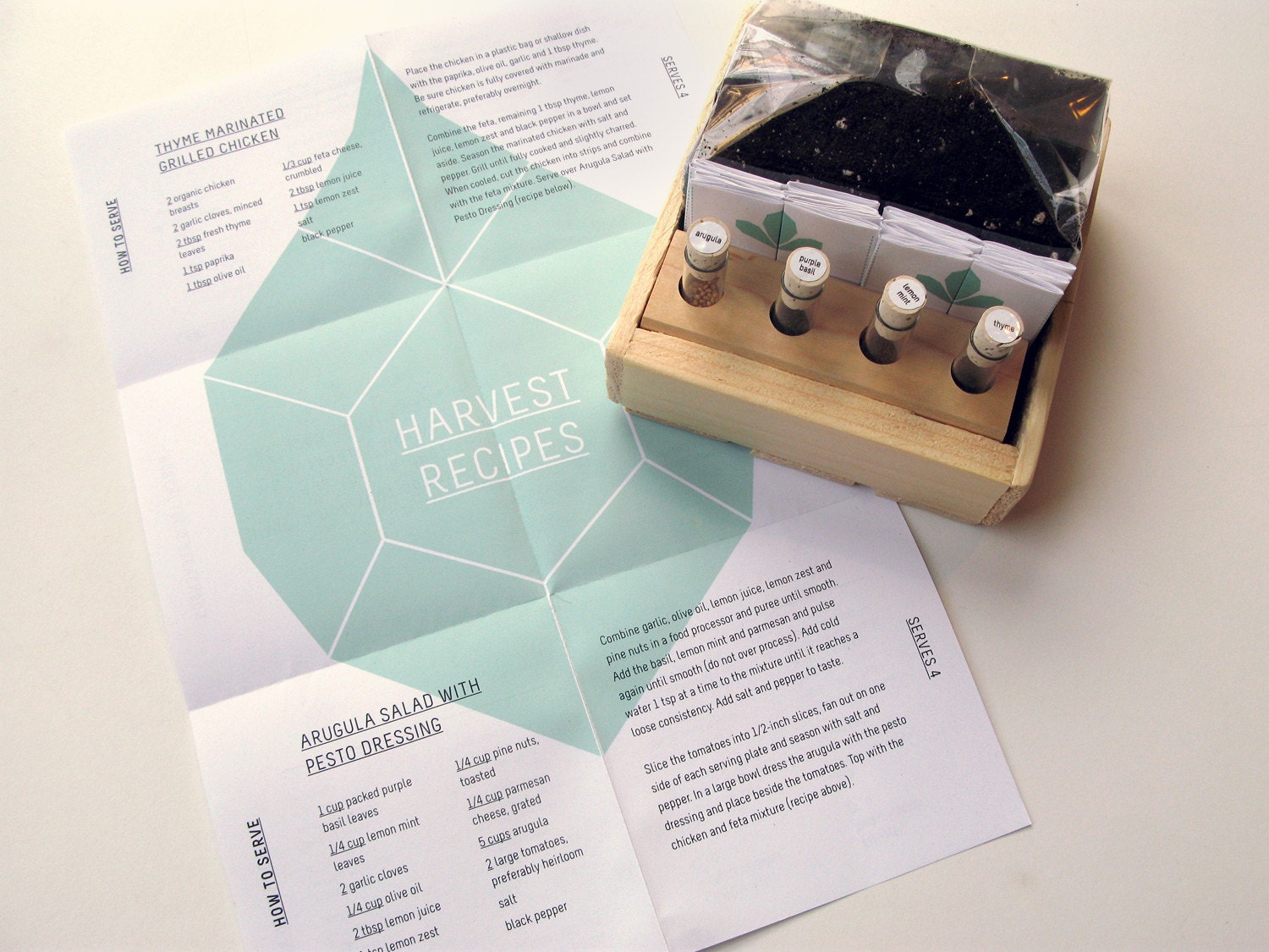 Herb Heirloom Seed Kit with Wooden Block and Vials