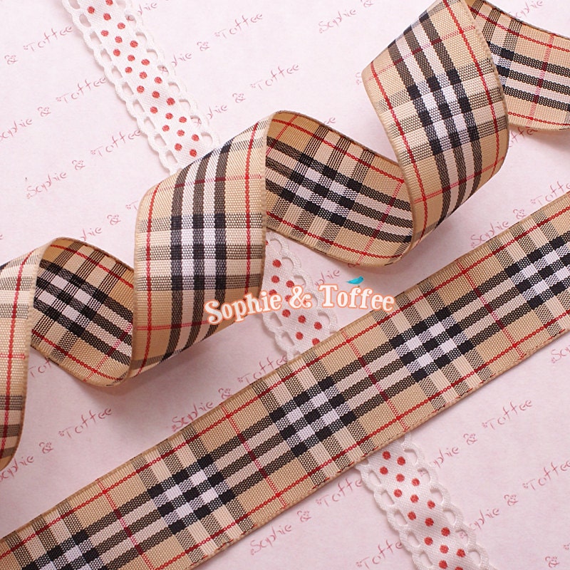 Burberry Inspired Checked Ribbon 25mm (3 meters)  Kawaii Fabric / Kawaii Ribbon / Scrapbooking Ribbon