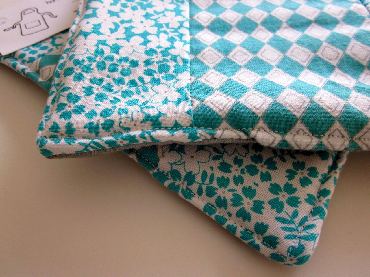 Teal and White Floral Pot Holder
