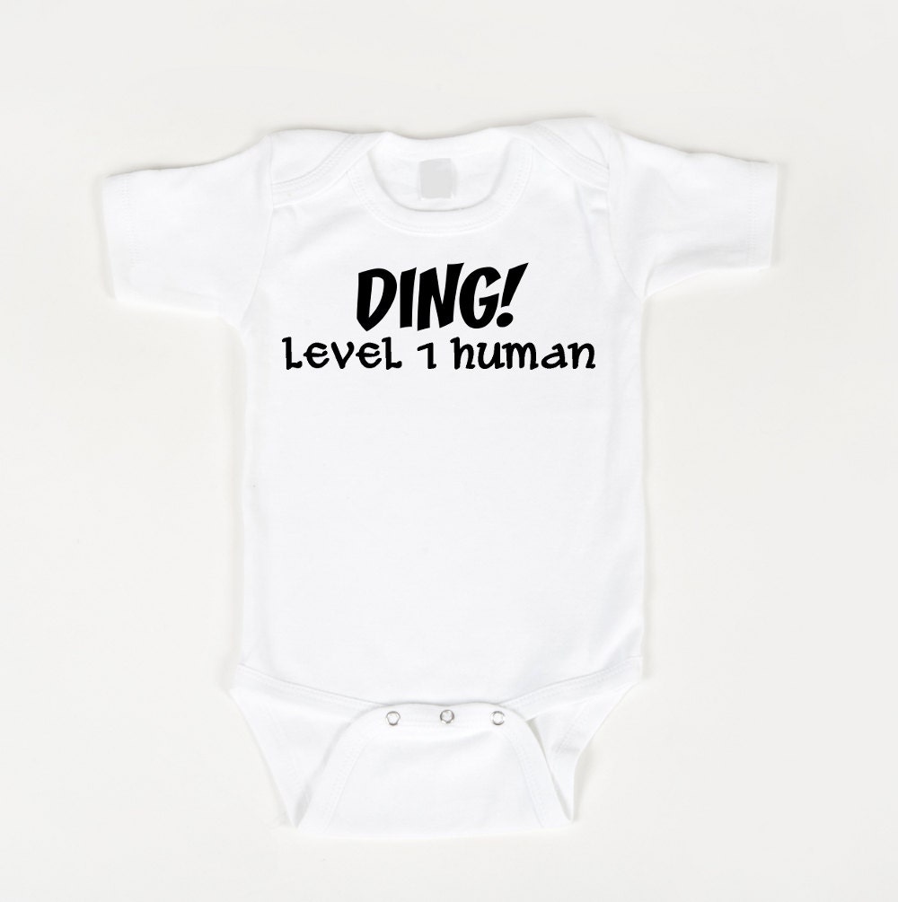 Geeky Baby Onesie DING Level 1 human